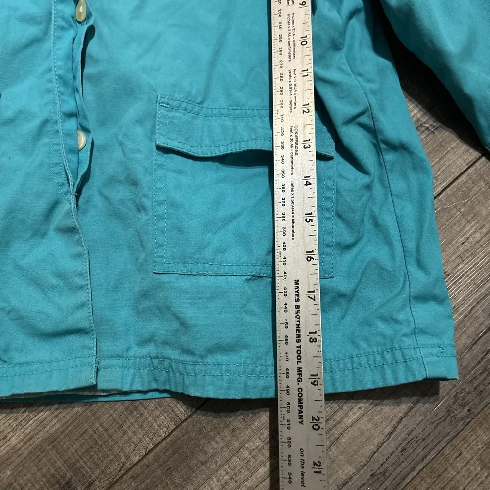 Lilly Pulitzer Girls Rain Wind Jacket Turquoise Green Size 8 Has Writing On neck